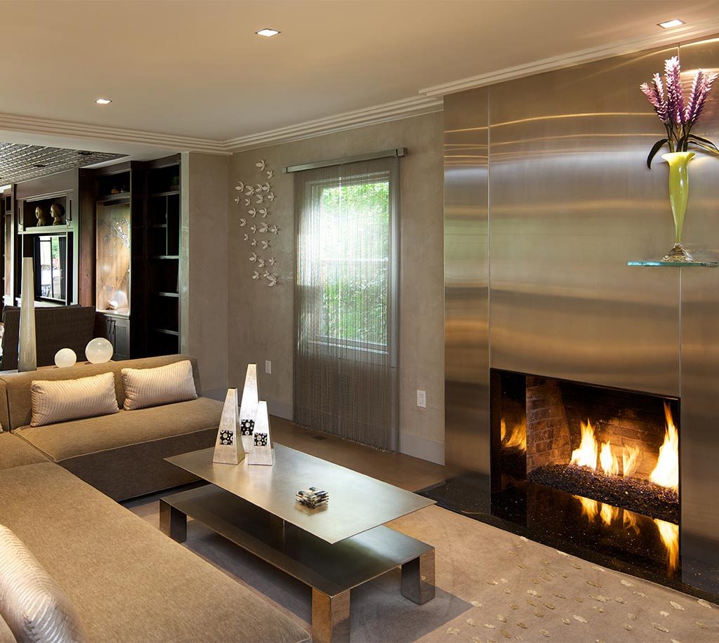 stainless steel fireplace contemporary new jersey interior design